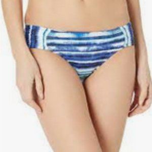 La Blanca BLUE Stripe Shirred Banded Hipster Bikini Swim Bottom, US 4